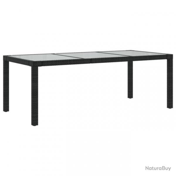 Table de jardin Noir 190x90x75 cm Verre tremp/rsine tresse 316712