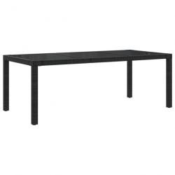 Table de jardin Noir 190x90x75 cm Verre trempé/résine tressée 316713