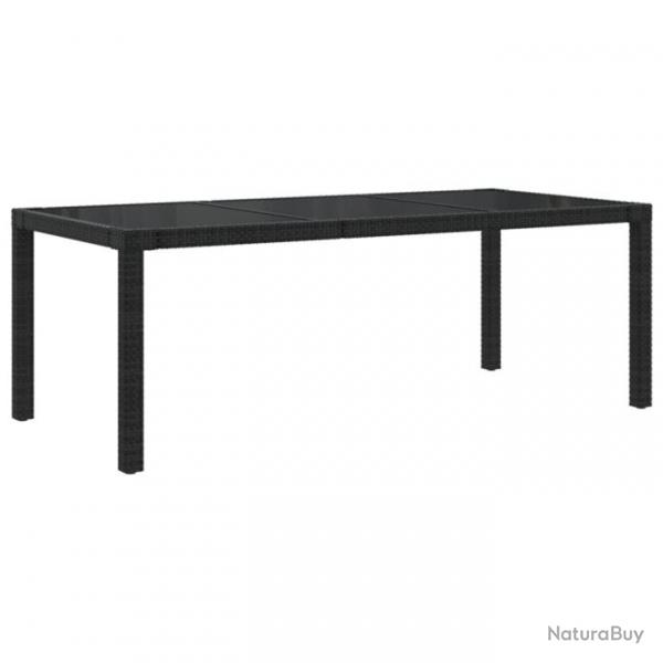 Table de jardin Noir 190x90x75 cm Verre tremp/rsine tresse 316713