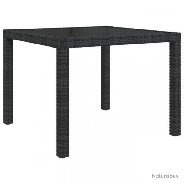 Table de jardin 90x90x75 cm Verre tremp et rsine tresse Noir 316699