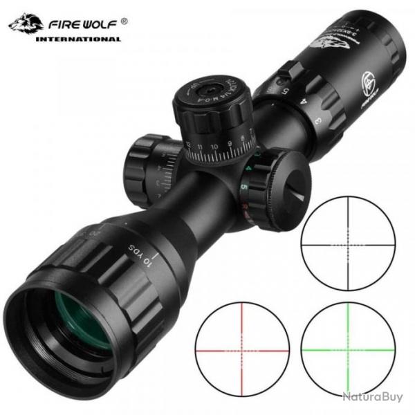 Fire Wolf 3-9X32 lunette de fusil optique tactique de chasse, croix claire rouge et verte, port