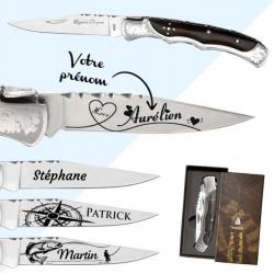 Couteau LAGUIOLE de Chasse Pêche Personnalisable Avec Gravure Sur la Lame Idée Cadeau Chasseur