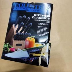 Set de 12 couteaux de cuisine COLD STEEL - Manche Kray-Ex - Bloc Bois