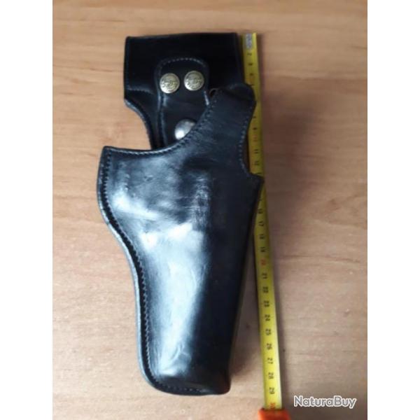 HOLSTER CUIR NOIR (epais) SCORPION POUR REVOLVER DROITIER