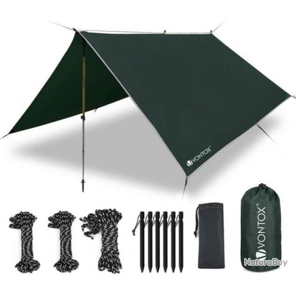 Bche Anti-Pluie 3x3m Camping Bche Lger Portable Anti-UV Bche Impermable