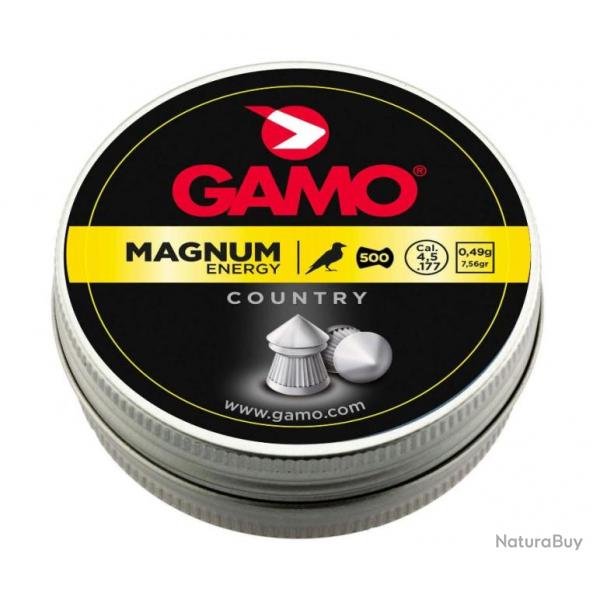 Plombs Gamo magnum enrgy Tte POINTUE  Cal 4.5 mm  Boite de 500   pour carabine ou pistolet