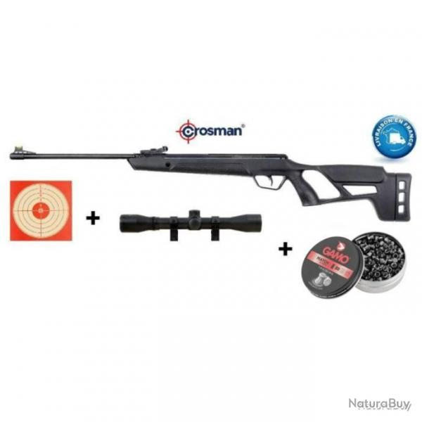 Carabine 19.9J Crosman Vital Cal.4.5mm + Lunette + 250 Plombs + 100 Cibles