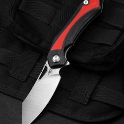 Couteau Bestech Knives Kasta Red/Black Manche G10 Lame Acier 154CM IKBS Linerlock Clip BTKG45C