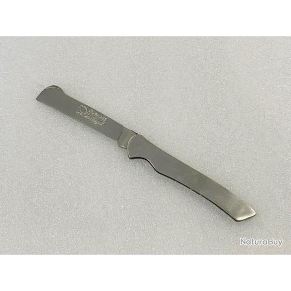 Couteau de poche Greffoir Bougna en acier motif hrisson 18 cm ouvert .