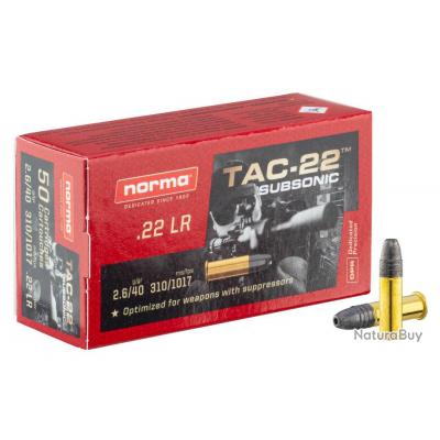 50 Munitions NORMA TAC-22 SUBSONIC CREUSE Cal.22lr Subsonic , NEW !!!