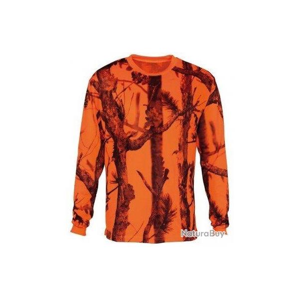 Tee shirt manches longues camouflage orange Percussion