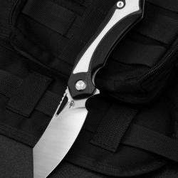 Couteau Bestech Knives Kasta Black/White Manche G10 Lame Acier 154CM IKBS Linerlock Clip BTKG45A