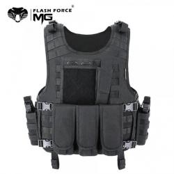 MGFLASHFORCE Gilet Tactique Système Attache MOLLE  l'Airsoft Porte-Plaque Chasse Paintball Chasse