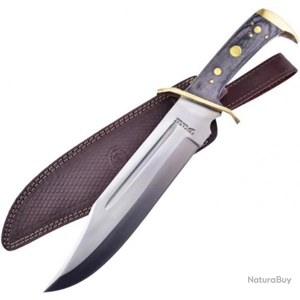 Couteau Fixed Blade 42 CM MANCHE BOIS  Hunter ETUI CUIR