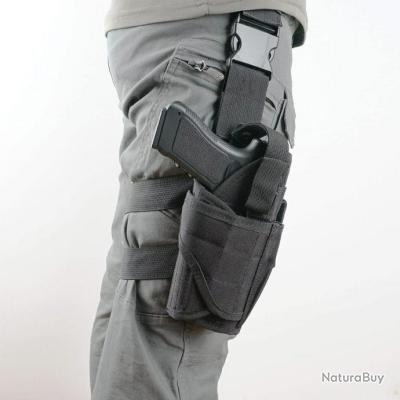 Étui De Cuisse Tactique Airsoft – Réglable, Nylon Noir, Pour Pistolet