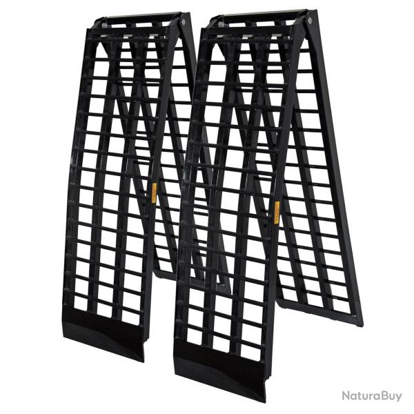 Lot de 2 rampes de chargement multi-usage pliante aluminium rail collision 274 cm jusqu'a 800 kg 16