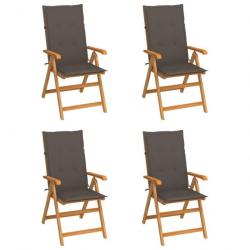 Chaises de jardin 4 pcs avec coussins taupe Bois de teck massif 3065538