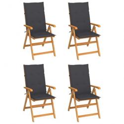 Chaises de jardin 4 pcs avec coussins anthracite Bois de teck 3065530