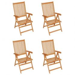 Chaises de jardin 4 pcs avec coussins bleu Bois de teck 3065534