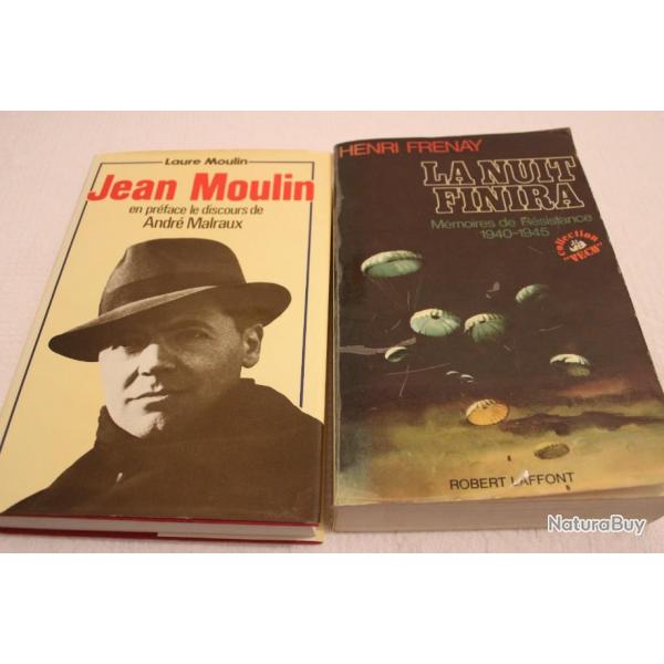 Lot 2 livres mmoires de rsistance et Jean Moulin