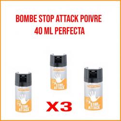Pack 3 bombes de défense STOP ATTACK POIVRE 40 ML 