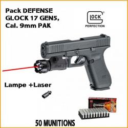 Pistolet GLOCK 17 Gen5 First Edition UMAREX cal.9mm P.A.K + munitions+ lampe laser 
