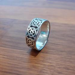 Bague en argent 925 poinçonnée, motifs d'inspiration celte ou scandinave (3)