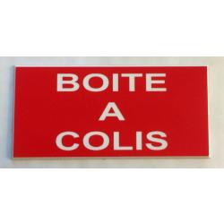 Plaque adhésive "BOITE A COLIS" format 48 x 100 mm fond ROUGE