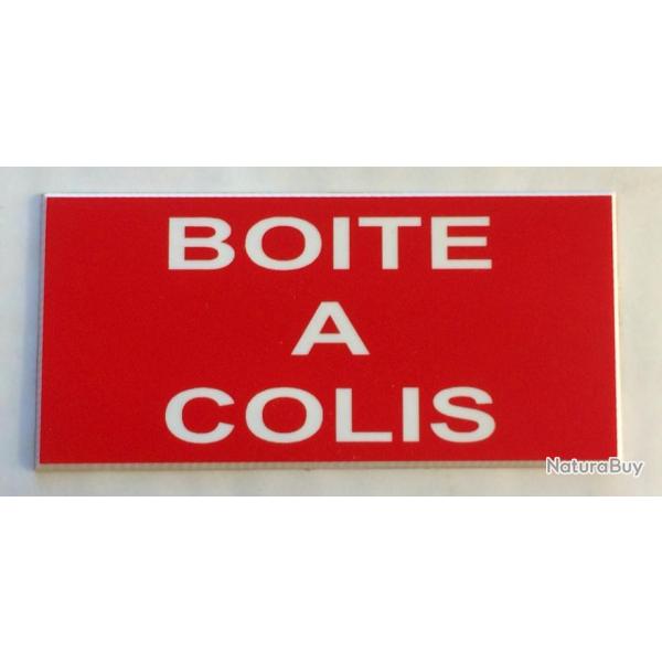 Plaque adhsive "BOITE A COLIS" format 48 x 100 mm fond ROUGE