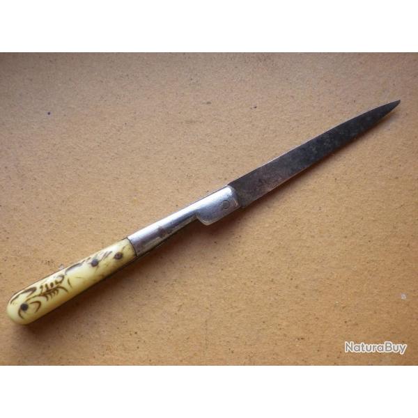 Petit couteau pliant vendetta corse  lame 6,4cm  long.14,4cm