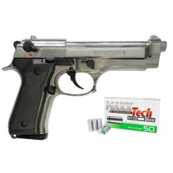 Pistolet à Blanc Kimar 92 Chromé cal.9mm PAK + 50 Balles maxxtech - Livraison Offerte