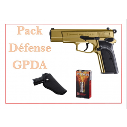 Pack Pistolet ALARME BROWNING GPDA 9 CAL.9MM PAK DORÉ SA/DA 9CPS +50 MUNI 9MM +HOLSTER