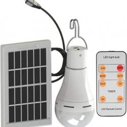 Ampoule LED avec panneau solaire pour camping, bivoauc, randonnée - Livraison gratuite
