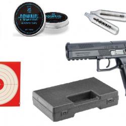 Pack Pistolet CZ P09 + 500 Plombs + 1500 BBS + 10 Cibles + 5 C02 + Malette - Livraison Offerte