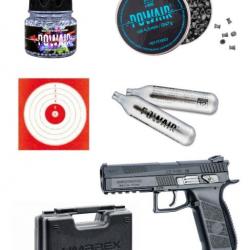 Pack Pistolet CZ P09 + 500 Plombs + 1500 BBS + 10 Cibles + 5 C02 + Malette - Livraison Offerte