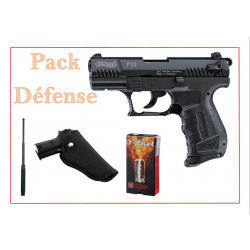 Pistolet ALARME WALTHER P22 CAL. 9 MM PAK BRONZÉ +50 cart + holster + matraque "Pack Défense"
