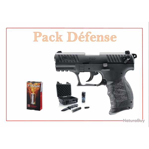 Pack Pistolet ALARME WALTHER P22Q CAL. 9 MM PAK + 50 cart + mallette