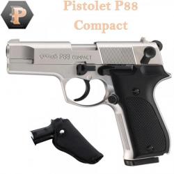 Pack Pistolet ALARME WALTHER P88 CAL. 9 MM PAK NICKELÉ + holster
