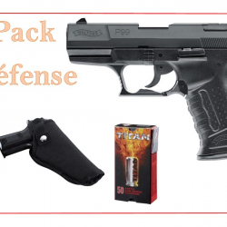 Pack Pistolet ALARME WALTHER P99 SV CAL. 9 MM PAK + 50 cart + holster + matraque