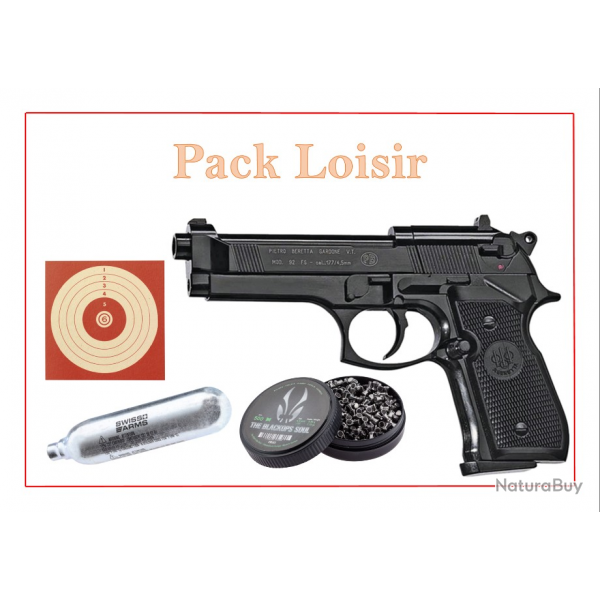 Pack Pistolet CO2 M92 FS + cibles + plombs + capsules CO2