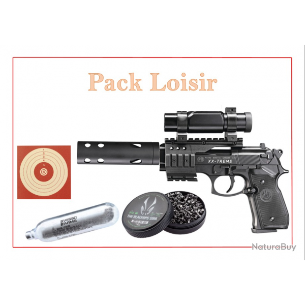 Pack Pist. CO2 M92 FS XX-TREME + Cibles + plombs + capsules CO2