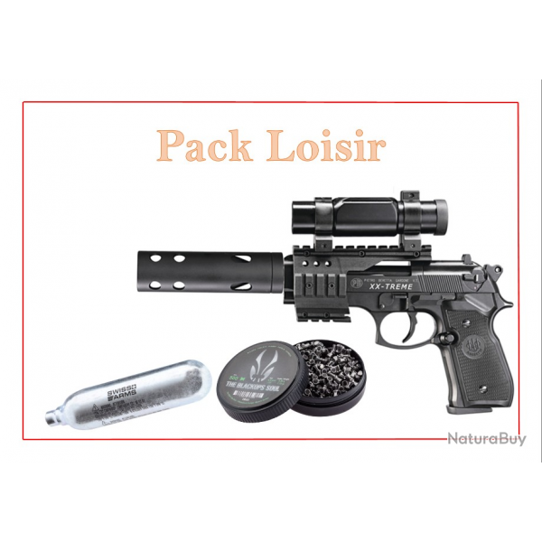 Pack Pist. CO2 M92 FS XX-TREME + plombs + capsules CO2