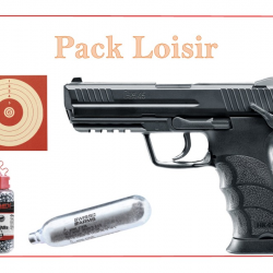 Pack Pist CO2 HK45 HECKLER & KOCH + 1500 Plombs Ronds + 5 capsules + 100 cibles CO2