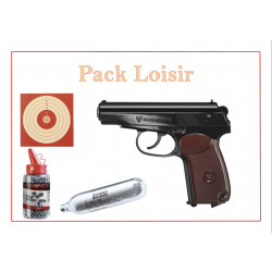 Pistolet CO2 MAKAROV LEGENDS + 1500 Plombs Ronds + 5 capsules + 100 cibles CO2 Pack Loisir