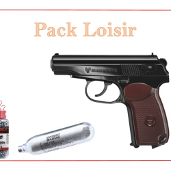 Pistolet CO2 MAKAROV LEGENDS + 1500 Plombs Ronds + 5 capsules CO2 Pack Loisir