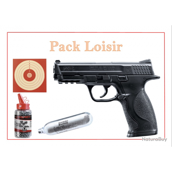 Pack Pist. CO2 M&P40 SMITH & WESSON + 1500 Plombs Ronds + 5 capsules + 100 cibles CO2