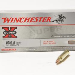 LOT DE 100 Winchester Super X CALIBRE 223 Rem 55grs