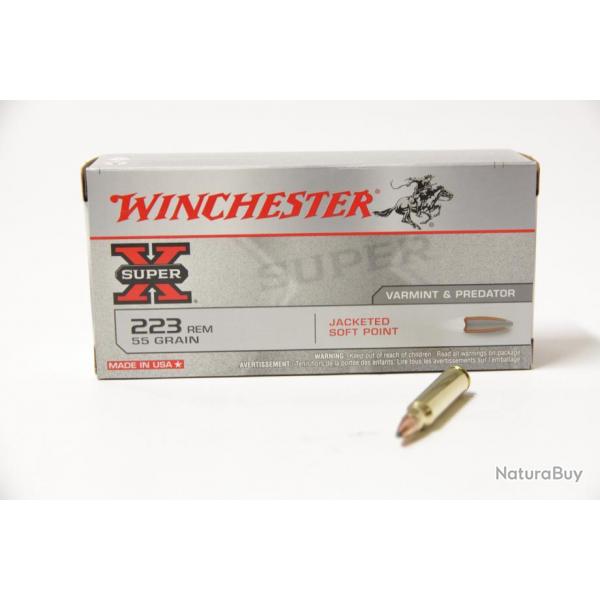 LOT DE 100 Winchester Super X CALIBRE 223 Rem 55grs