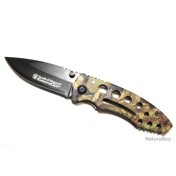 Couteau pliant Smith&Wesson ExtremeOps forest camouflage manche arrondie