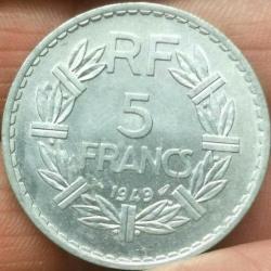 5 FRANCS ALU 1949 REPUBLIQUE Française LAVRILLIER